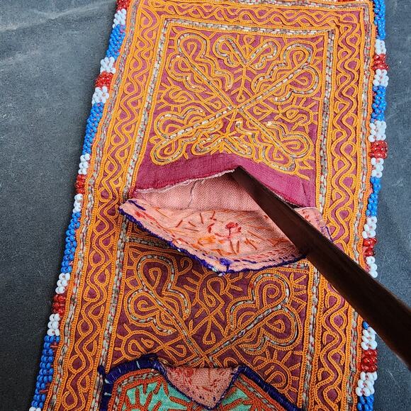 Kuchi Embroidered Pouch Wallet Central Asian Handmade Beaded Purple Accent - Picture 5 of 9